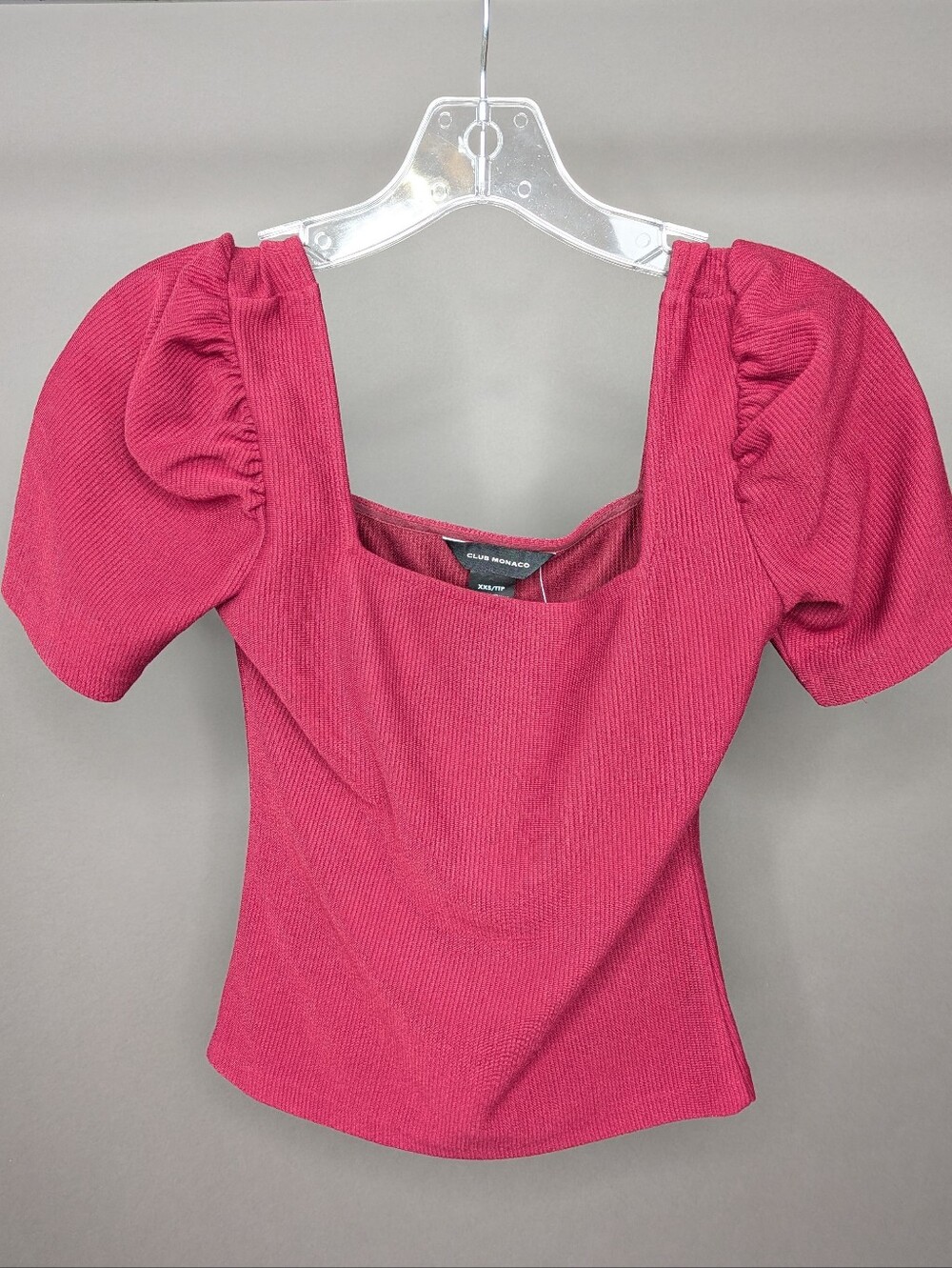 Club Monaco Pink Puff-Sleeve Square Neck Top NWT